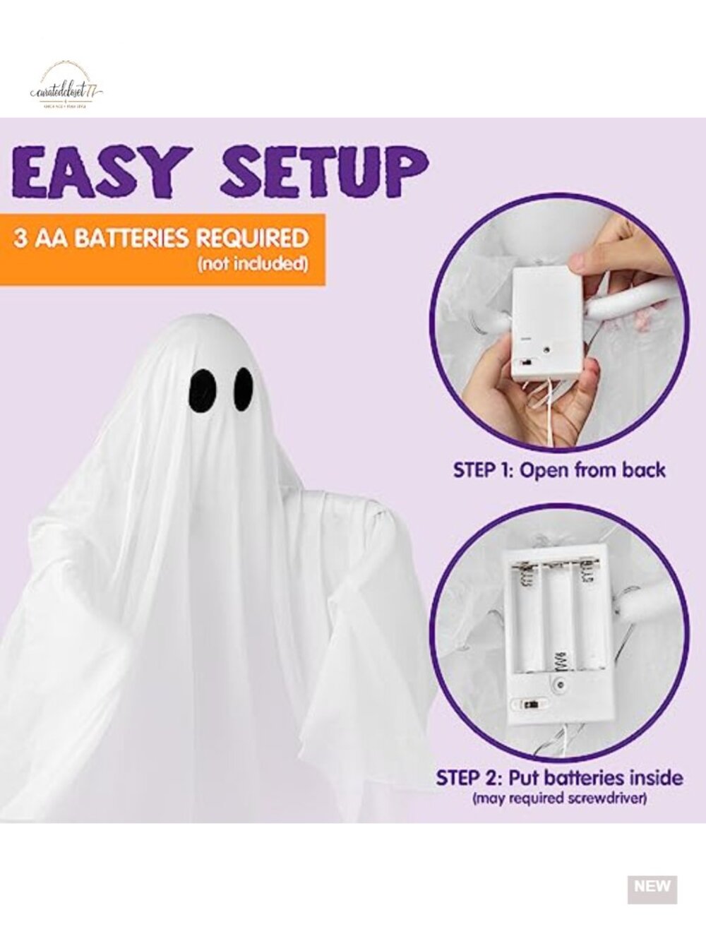 Hanging Light-Up Ghost Decoration Waterproof Halloween Prop - Picture 3 of 6